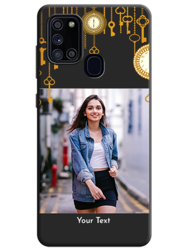 Custom Decorative Design with Text on Space Black Custom Soft Matte Back Cover - Galaxy A21S