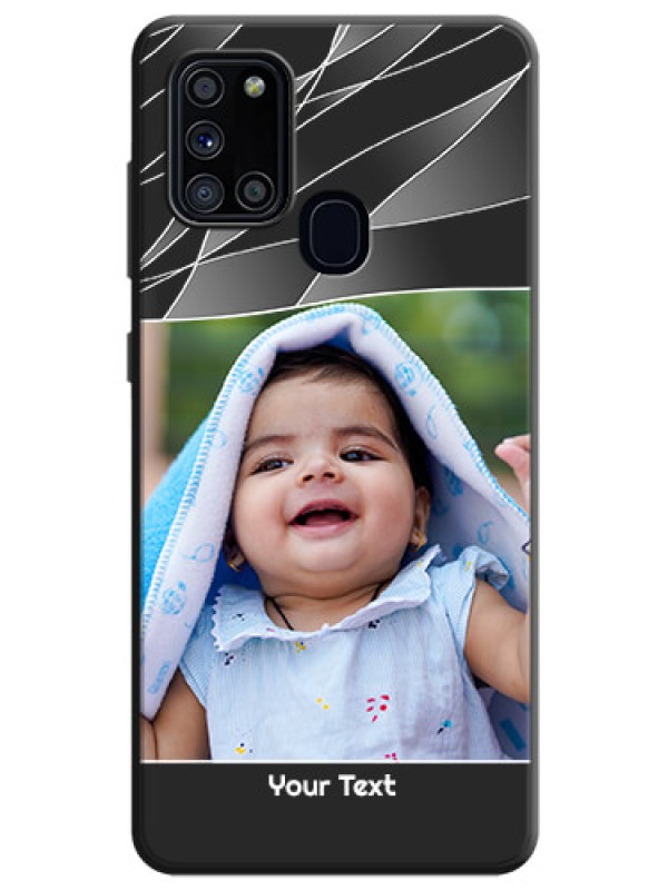 Custom Mixed Wave Lines - Photo on Space Black Soft Matte Mobile Cover - Galaxy A21S