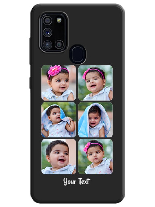 Custom Floral Art with 6 Image Holder - Photo on Space Black Soft Matte Mobile Case - Galaxy A21S
