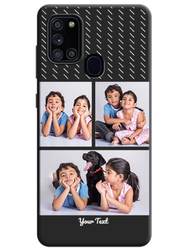 Custom Cross Dotted Pattern with 2 Image Holder  on Personalised Space Black Soft Matte Cases - Galaxy A21S