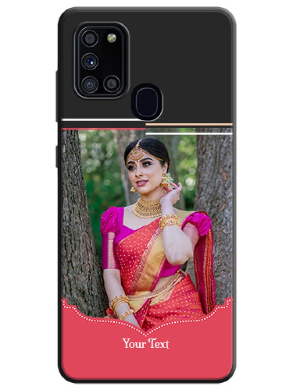Custom Classic Plain Design with Name - Photo on Space Black Soft Matte Phone Cover - Galaxy A21S