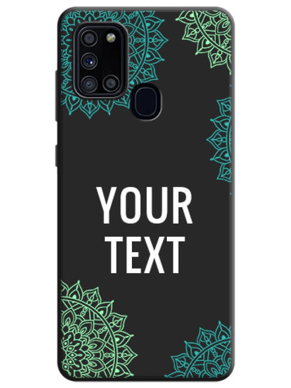 Custom Your Name with Floral Design on Space Black Custom Soft Matte Back Cover - Galaxy A21S