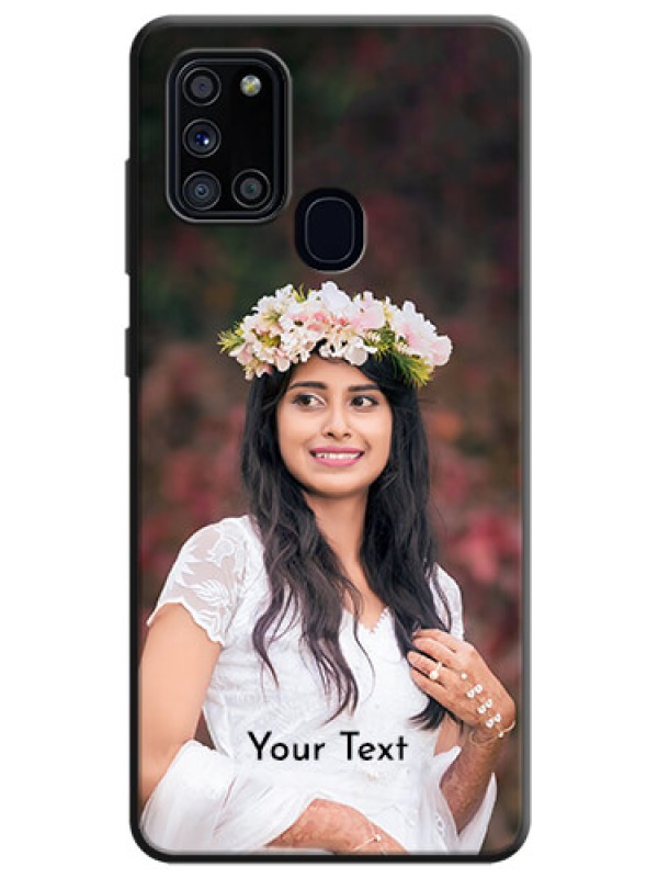 Custom Full Single Pic Upload With Text On Space Black Personalized Soft Matte Phone Covers -Samsung Galaxy A21S