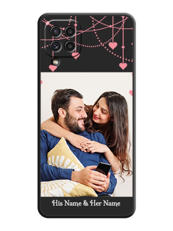 Custom Pink Love Hangings with Text on Space Black Custom Soft Matte Back Cover - Galaxy A22 4G