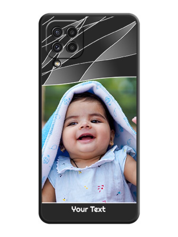 Custom Mixed Wave Lines on Photo on Space Black Soft Matte Mobile Cover - Galaxy A22 4G