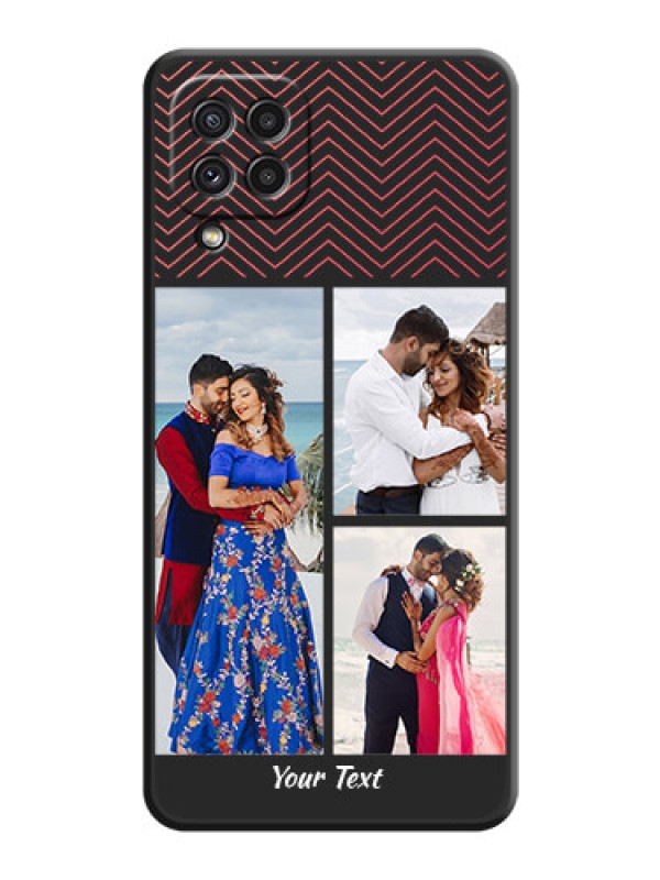 Custom Wave Pattern with 3 Image Holder on Space Black Custom Soft Matte Back Cover - Galaxy A22 4G