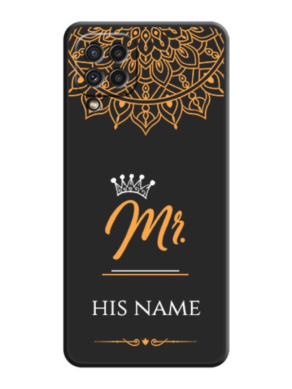 Custom Mr Name with Floral Design  on Personalised Space Black Soft Matte Cases - Galaxy A22 4G