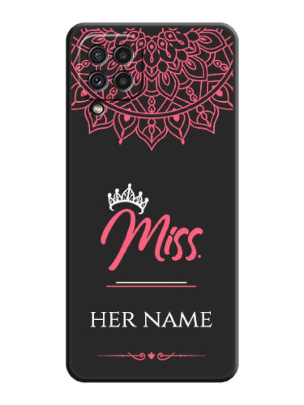 Custom Mrs Name with Floral Design on Space Black Personalized Soft Matte Phone Covers - Galaxy A22 4G