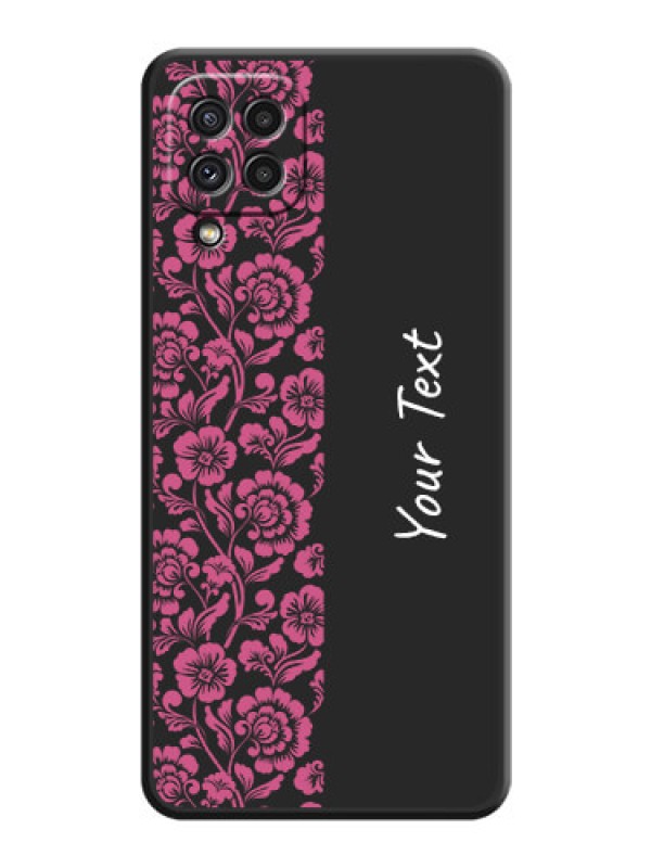 Custom Pink Floral Pattern Design With Custom Text On Space Black Personalized Soft Matte Phone Covers -Samsung Galaxy A22 4G