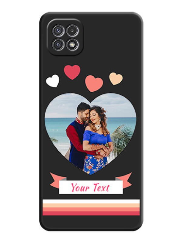 Custom Love Shaped Photo with Colorful Stripes on Personalised Space Black Soft Matte Cases - Galaxy A22 5G