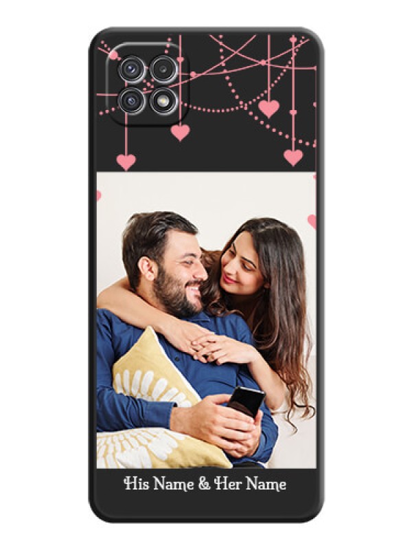 Custom Pink Love Hangings with Text on Space Black Custom Soft Matte Back Cover - Galaxy A22 5G