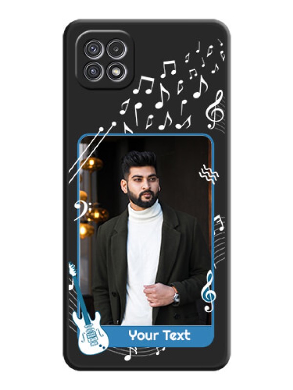 Custom Musical Theme Design with Text on Photo on Space Black Soft Matte Mobile Case - Galaxy A22 5G