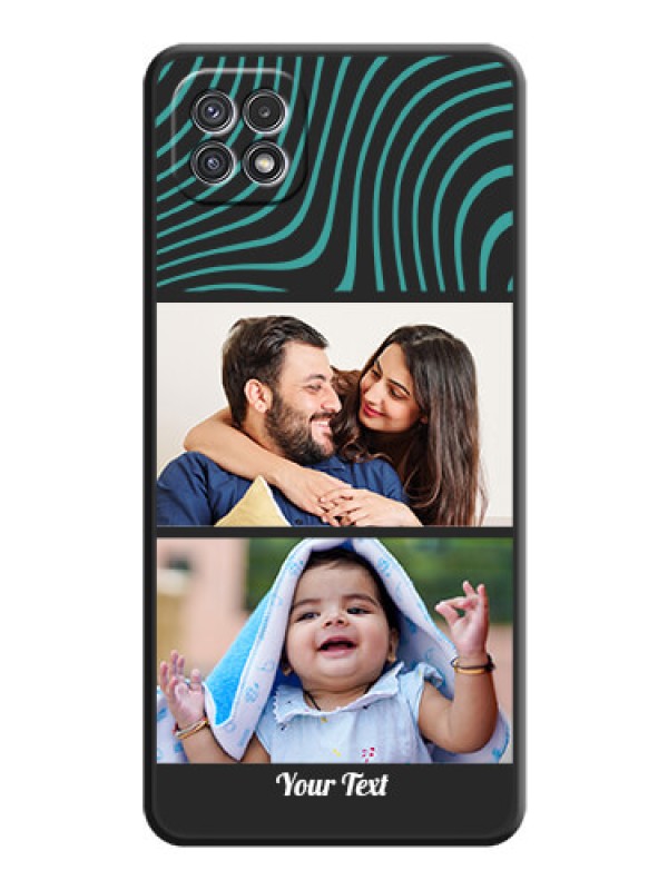 Custom Wave Pattern with 2 Image Holder on Space Black Personalized Soft Matte Phone Covers - Galaxy A22 5G
