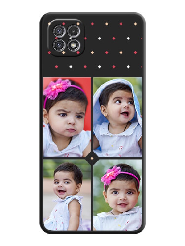 Custom Multicolor Dotted Pattern with 4 Image Holder on Space Black Custom Soft Matte Phone Cases - Galaxy A22 5G