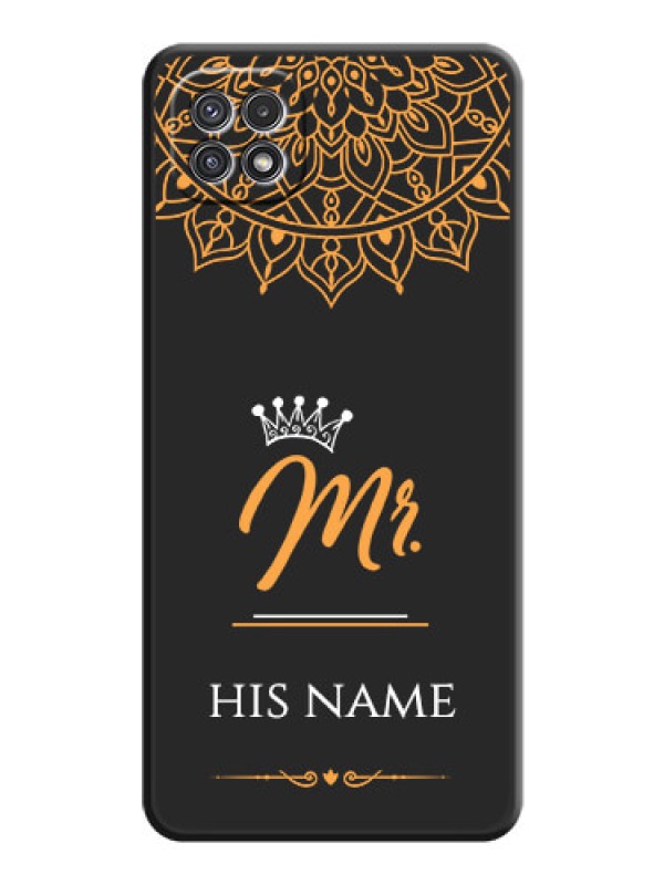 Custom Mr Name with Floral Design  on Personalised Space Black Soft Matte Cases - Galaxy A22 5G