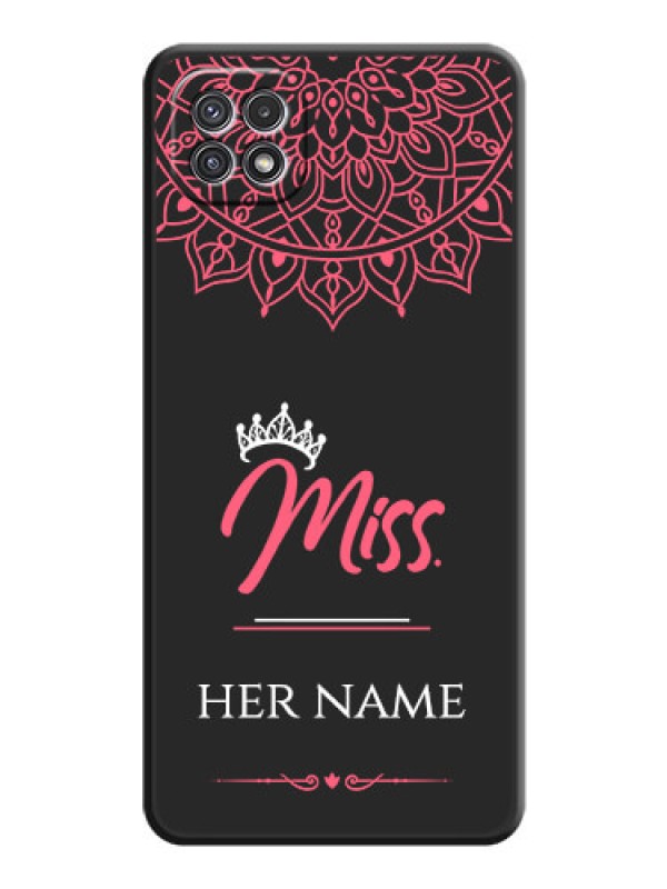 Custom Mrs Name with Floral Design on Space Black Personalized Soft Matte Phone Covers - Galaxy A22 5G