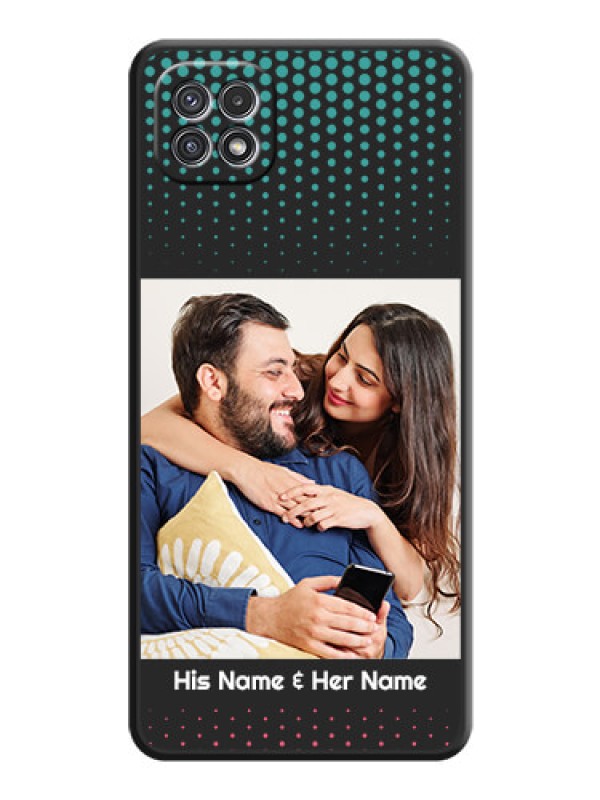 Custom Faded Dots with Grunge Photo Frame and Text on Space Black Custom Soft Matte Phone Cases - Galaxy A22 5G
