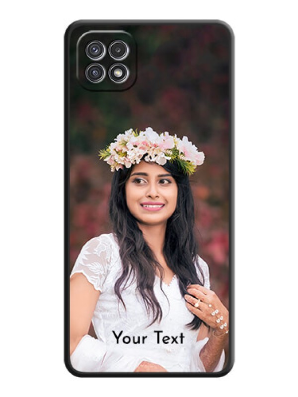 Custom Full Single Pic Upload With Text On Space Black Personalized Soft Matte Phone Covers -Samsung Galaxy A22 5G