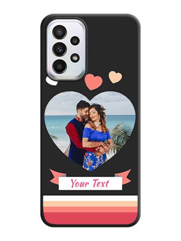 Custom Love Shaped Photo with Colorful Stripes on Personalised Space Black Soft Matte Cases - Galaxy A23