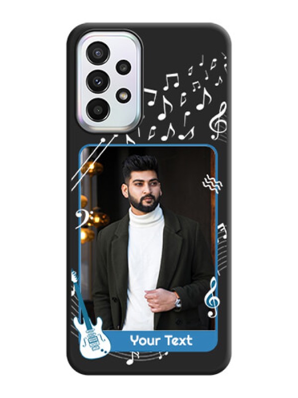 Custom Musical Theme Design with Text on Photo on Space Black Soft Matte Mobile Case - Galaxy A23