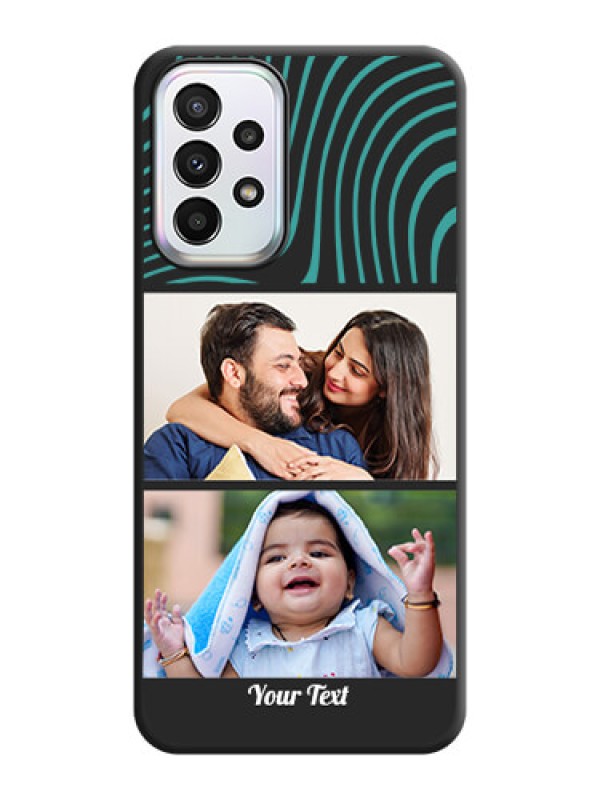 Custom Wave Pattern with 2 Image Holder on Space Black Personalized Soft Matte Phone Covers - Galaxy A23