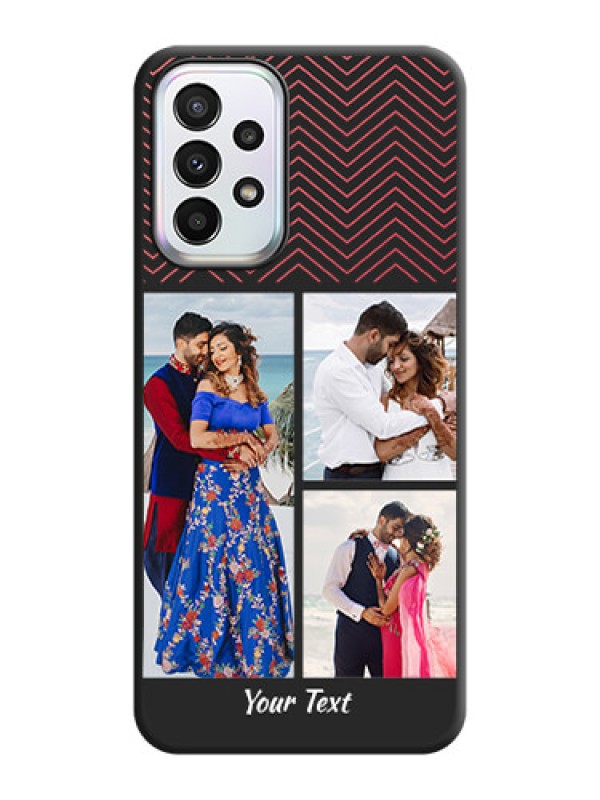 Custom Wave Pattern with 3 Image Holder on Space Black Custom Soft Matte Back Cover - Galaxy A23