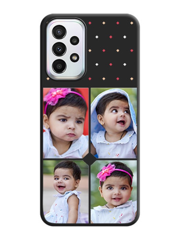 Custom Multicolor Dotted Pattern with 4 Image Holder on Space Black Custom Soft Matte Phone Cases - Galaxy A23
