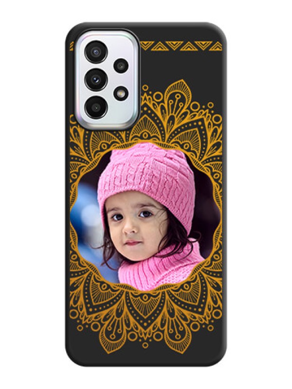 Custom Round Image with Floral Design on Photo on Space Black Soft Matte Mobile Cover - Galaxy A23