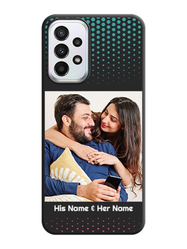 Custom Faded Dots with Grunge Photo Frame and Text on Space Black Custom Soft Matte Phone Cases - Galaxy A23