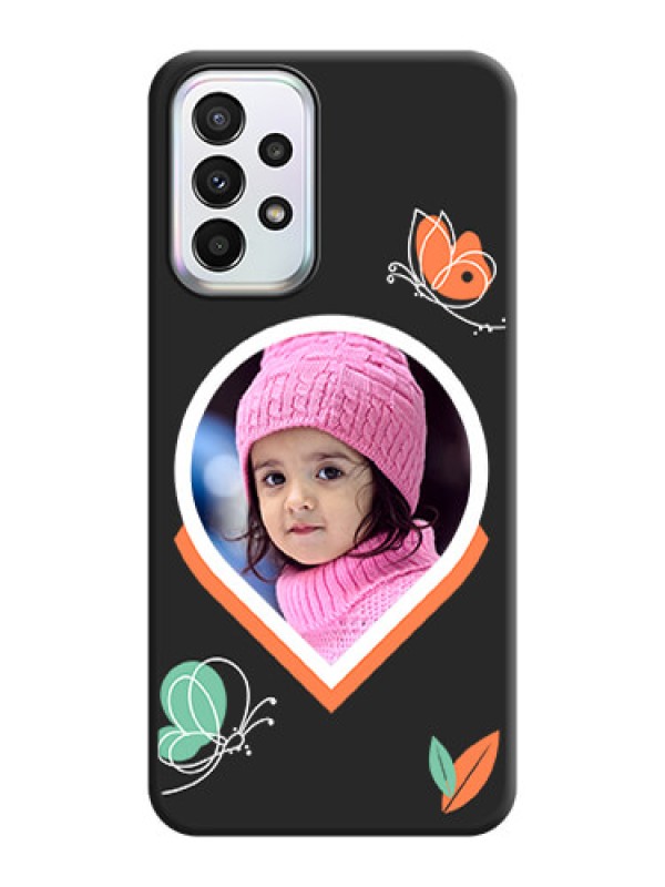 Custom Upload Pic With Simple Butterly Design On Space Black Personalized Soft Matte Phone Covers -Samsung Galaxy A23 5G