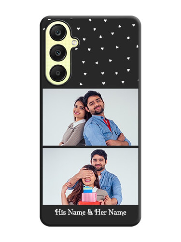 Custom Miniature Love Symbols with Name on Space Black Custom Soft Matte Back Cover - Galaxy A25 5G