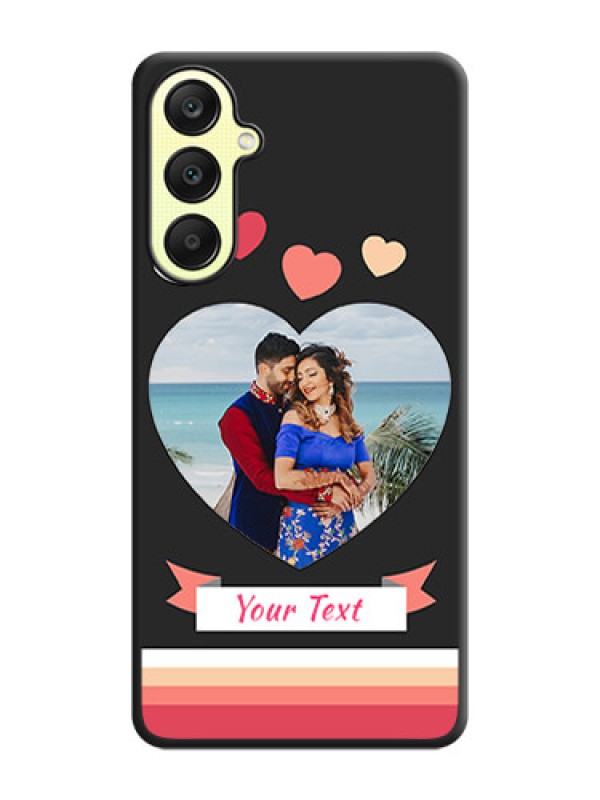 Custom Love Shaped Photo with Colorful Stripes on Personalised Space Black Soft Matte Cases - Galaxy A25 5G