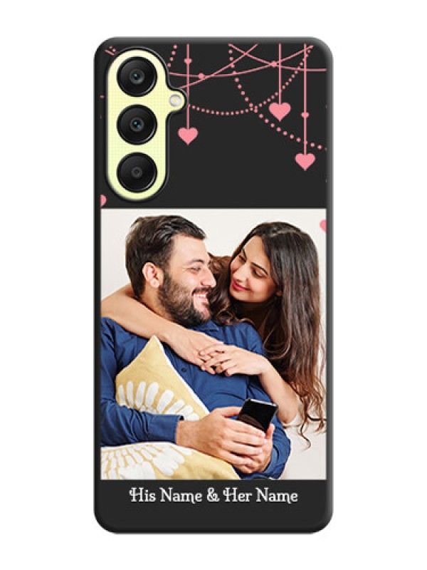 Custom Pink Love Hangings with Text on Space Black Custom Soft Matte Back Cover - Galaxy A25 5G