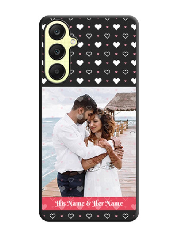 Custom White Color Love Symbols with Text Design - Photo on Space Black Soft Matte Phone Cover - Galaxy A25 5G