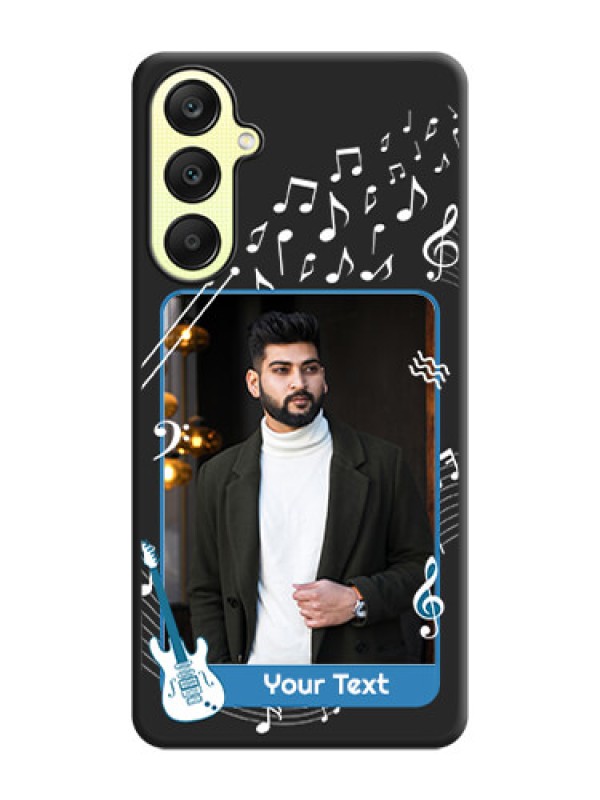 Custom Musical Theme Design with Text - Photo on Space Black Soft Matte Mobile Case - Galaxy A25 5G