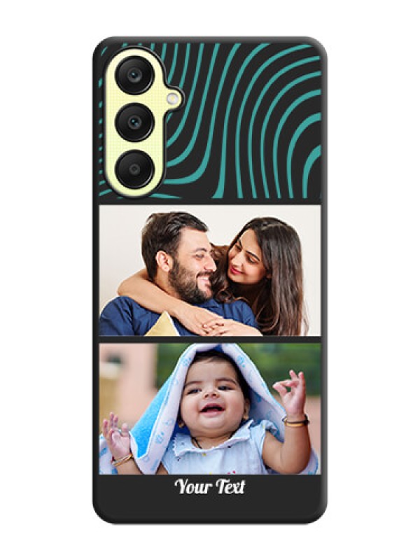 Custom Wave Pattern with 2 Image Holder on Space Black Personalized Soft Matte Phone Covers - Galaxy A25 5G