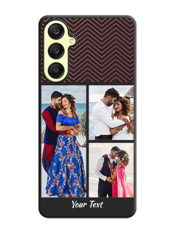 Custom Wave Pattern with 3 Image Holder on Space Black Custom Soft Matte Back Cover - Galaxy A25 5G