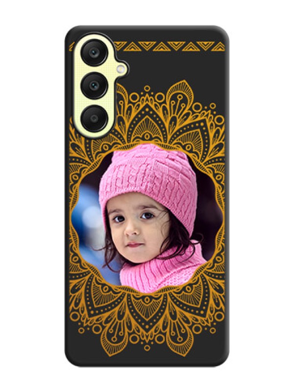 Custom Round Image with Floral Design - Photo on Space Black Soft Matte Mobile Cover - Galaxy A25 5G