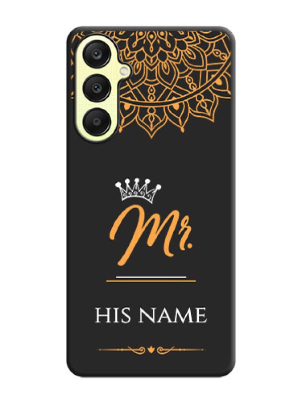 Custom Mr Name with Floral Design on Personalised Space Black Soft Matte Cases - Galaxy A25 5G
