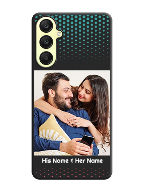 Custom Faded Dots with Grunge Photo Frame and Text on Space Black Custom Soft Matte Phone Cases - Galaxy A25 5G