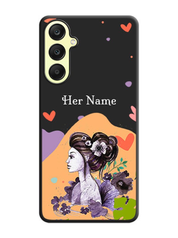 Custom Namecase For Her With Fancy Lady Image On Space Black Personalized Soft Matte Phone Covers - Galaxy A25 5G