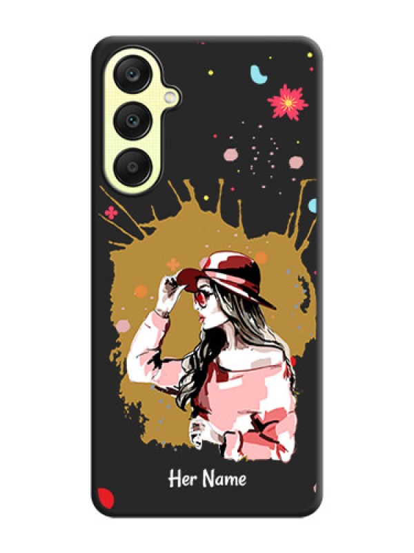 Custom Mordern Lady With Color Splash Background With Custom Text On Space Black Personalized Soft Matte Phone Covers - Galaxy A25 5G
