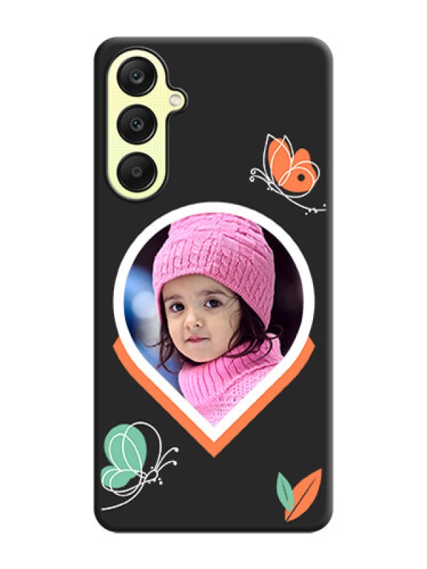 Custom Upload Pic With Simple Butterly Design On Space Black Personalized Soft Matte Phone Covers - Galaxy A25 5G