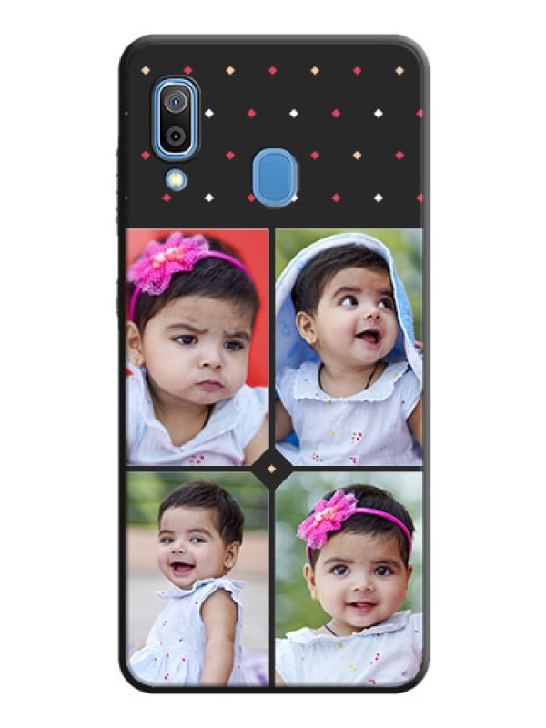 Custom Multicolor Dotted Pattern with 4 Image Holder on Space Black Custom Soft Matte Phone Cases - Galaxy A30