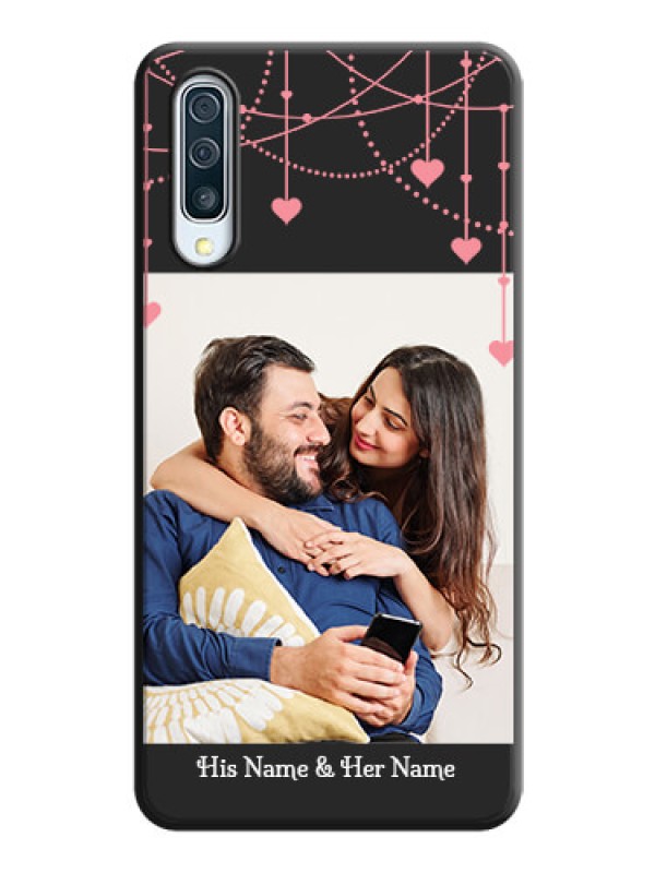 Custom Pink Love Hangings with Text on Space Black Custom Soft Matte Back Cover - Galaxy A30S