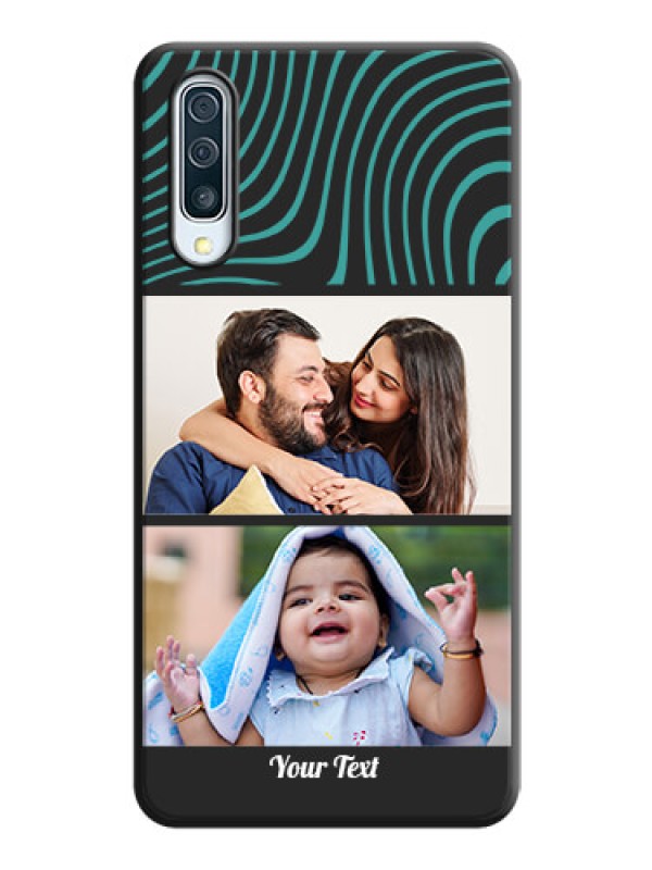 Custom Wave Pattern with 2 Image Holder on Space Black Personalized Soft Matte Phone Covers - Galaxy A30S