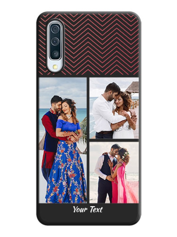 Custom Wave Pattern with 3 Image Holder on Space Black Custom Soft Matte Back Cover - Galaxy A30S