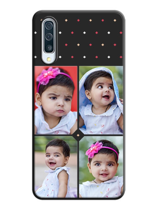Custom Multicolor Dotted Pattern with 4 Image Holder on Space Black Custom Soft Matte Phone Cases - Galaxy A30S