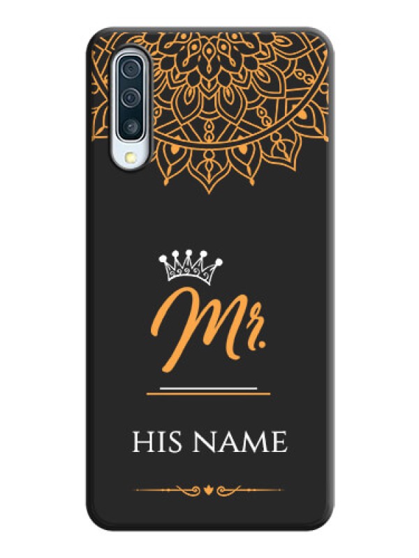 Custom Mr Name with Floral Design  on Personalised Space Black Soft Matte Cases - Galaxy A30S