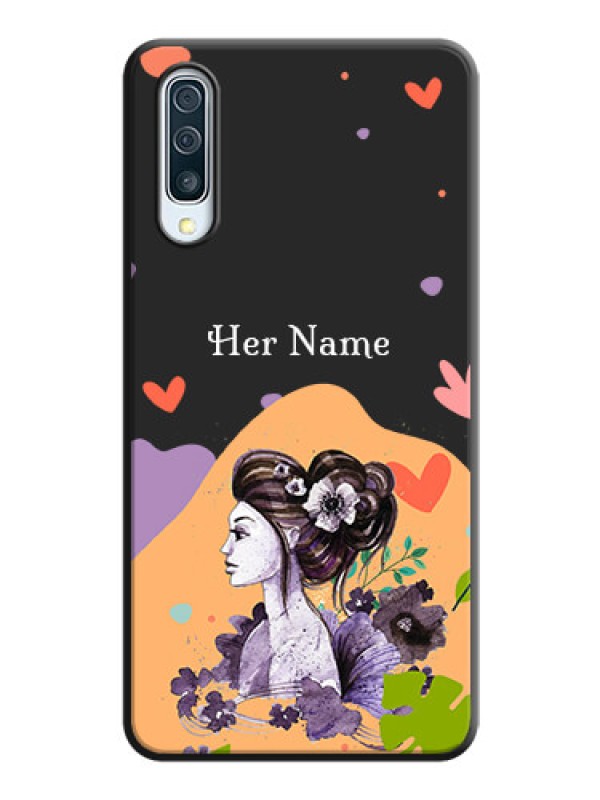Custom Namecase For Her With Fancy Lady Image On Space Black Personalized Soft Matte Phone Covers -Samsung Galaxy A30S